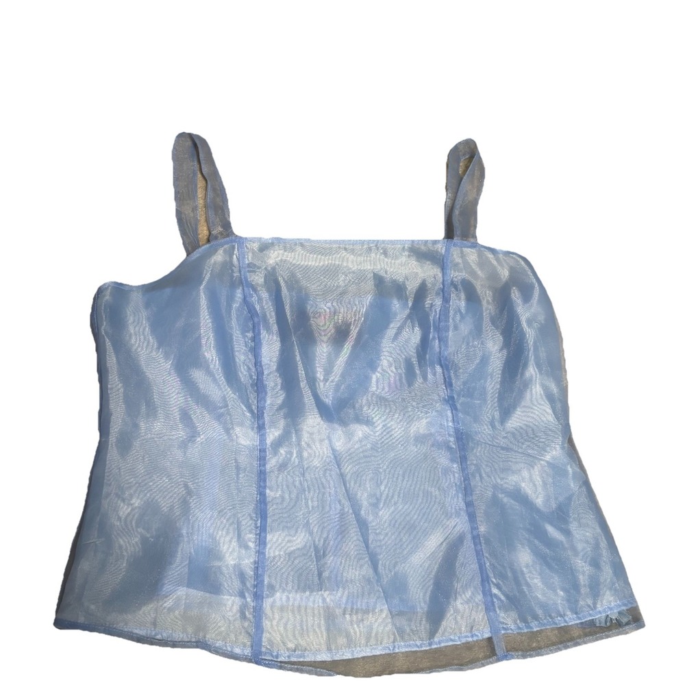 Vintage Milano Couture Sheer Light Blue Tank Top Corset Cami Size 10 Y2K Fairy